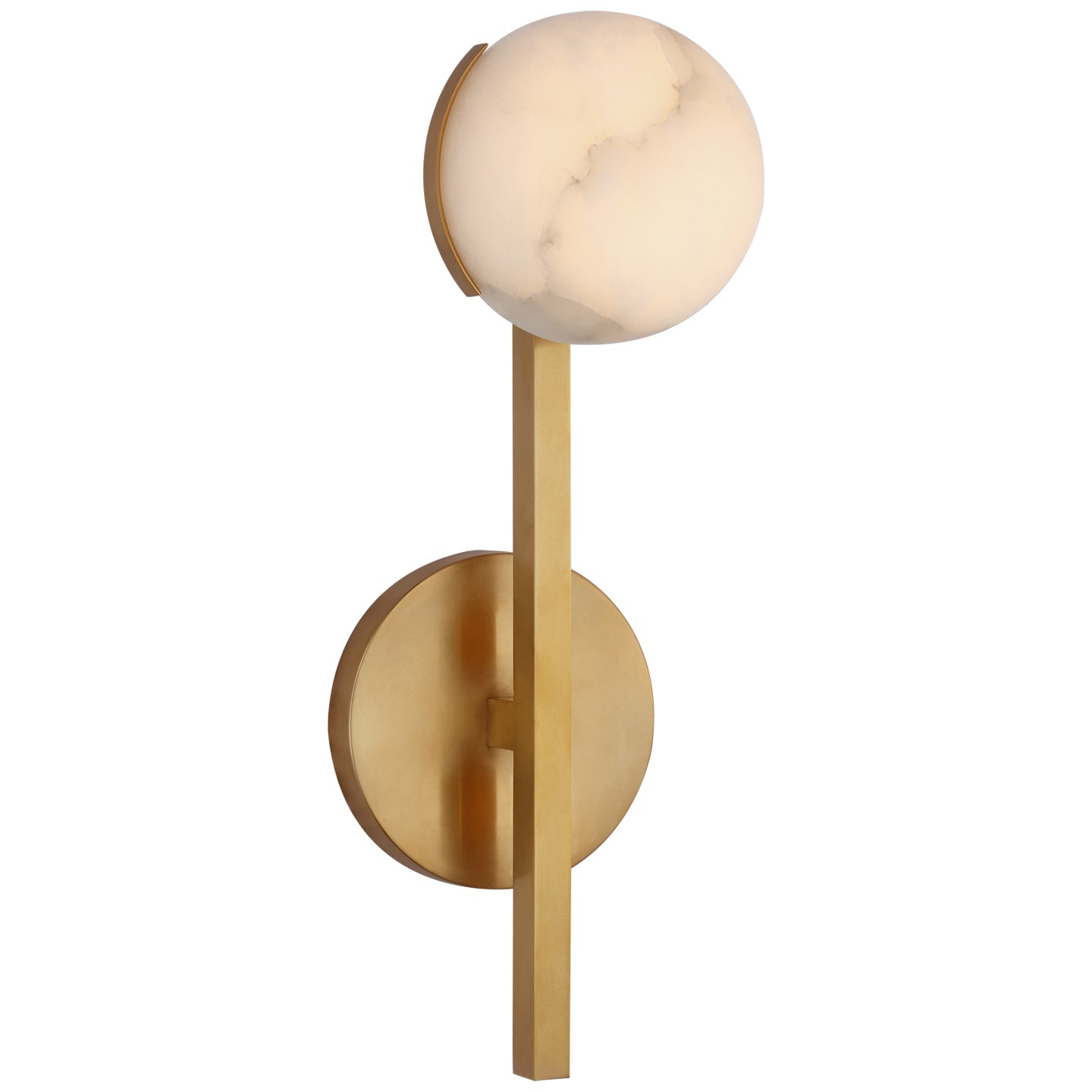 Pedra Petite Tail Sconce in Polished Nickel with Alabaster
