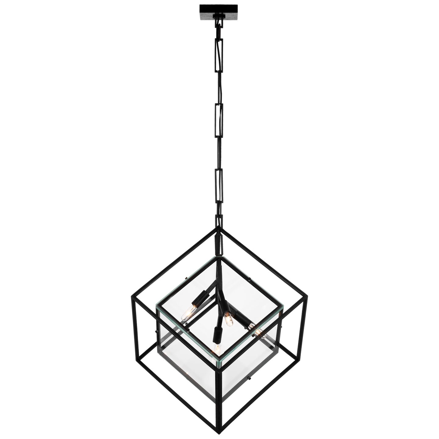Cubed X-Large Pendant in Aged Iron with Clear Glass