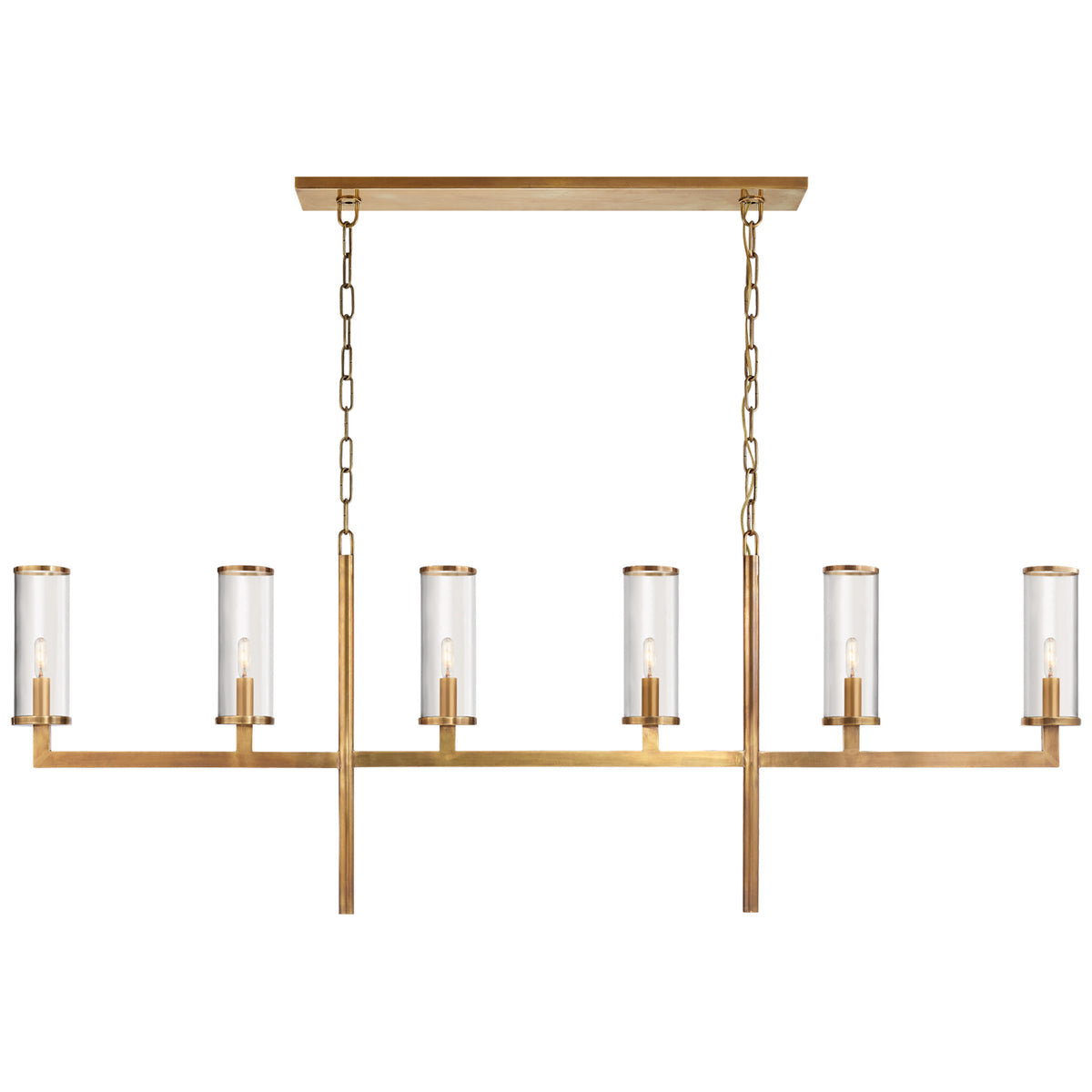 Liaison Six Light Linear Chandelier in Antique-Burnished Brass