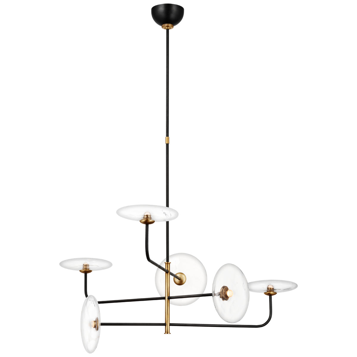 Calvino LED Chandelier in Aged Iron and Hand-Rubbed Antique Brass