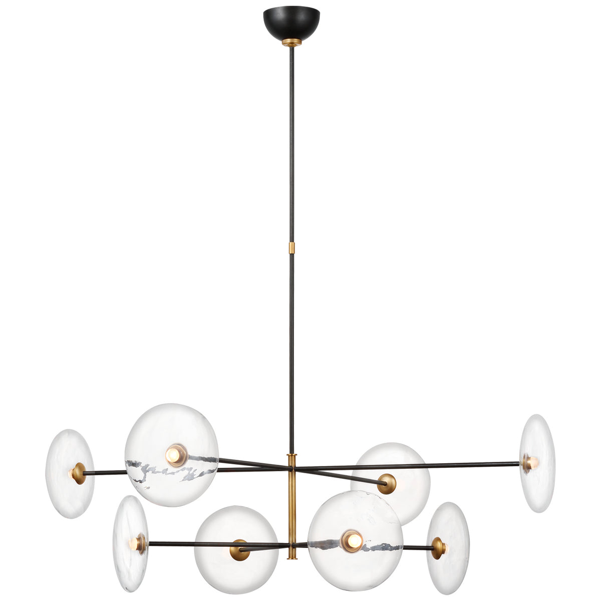 Calvino LED Chandelier in Aged Iron and Hand-Rubbed Antique Brass