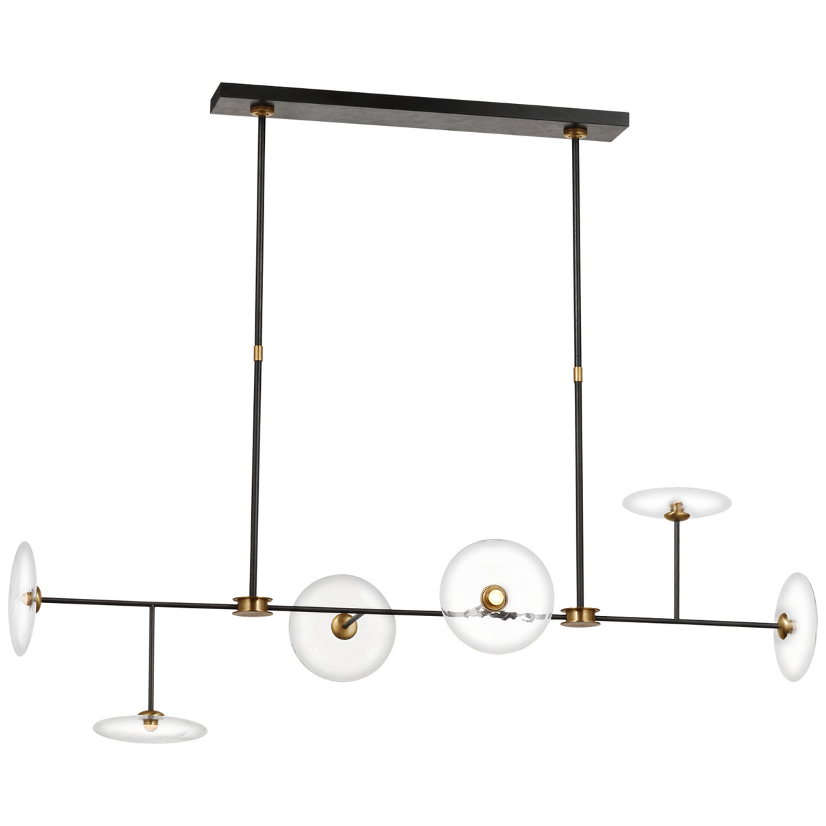 Calvino LED Chandelier in Aged Iron and Hand-Rubbed Antique Brass
