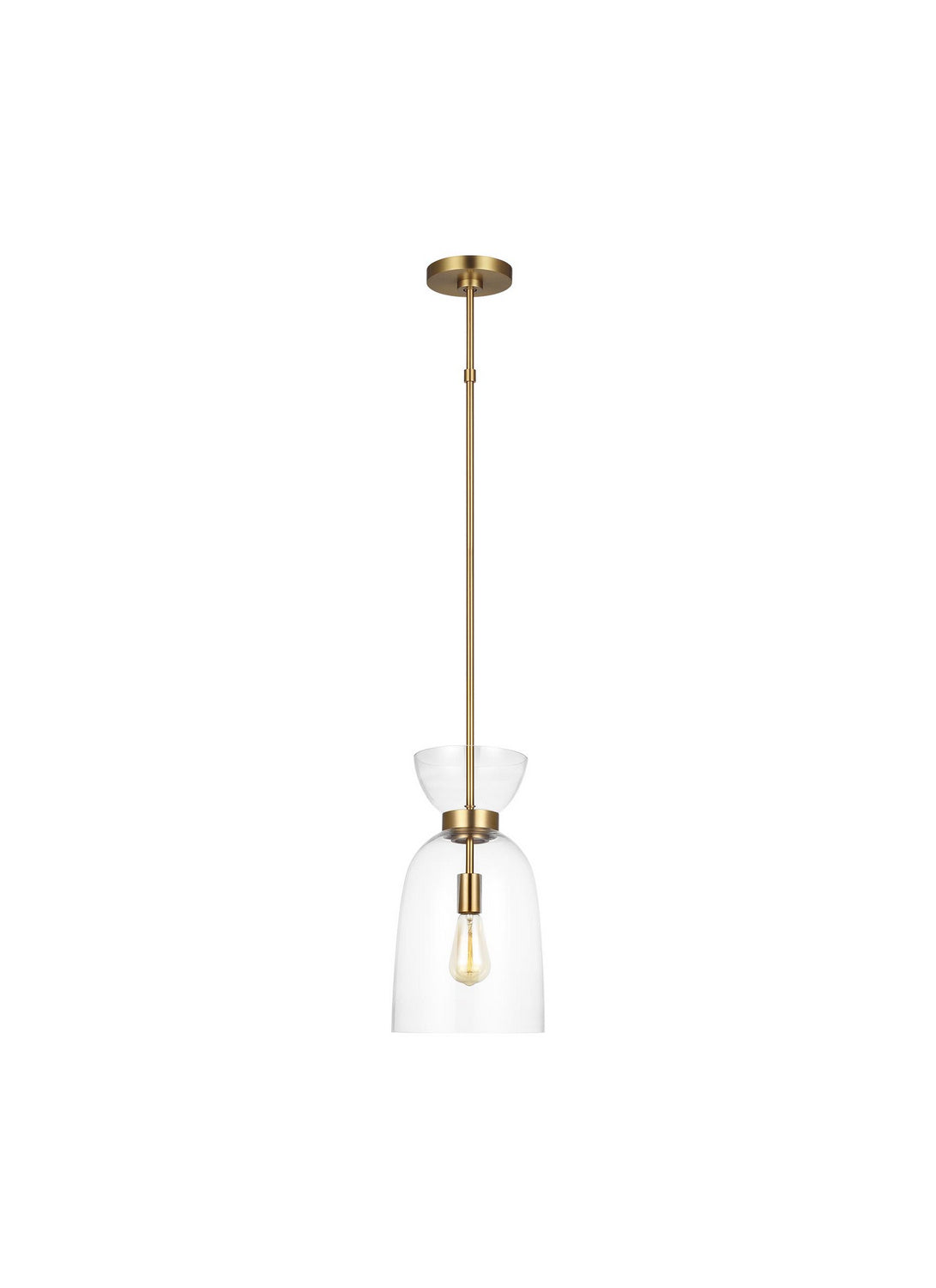 Londyn One Light Pendant in Burnished Brass with Clear Glass
