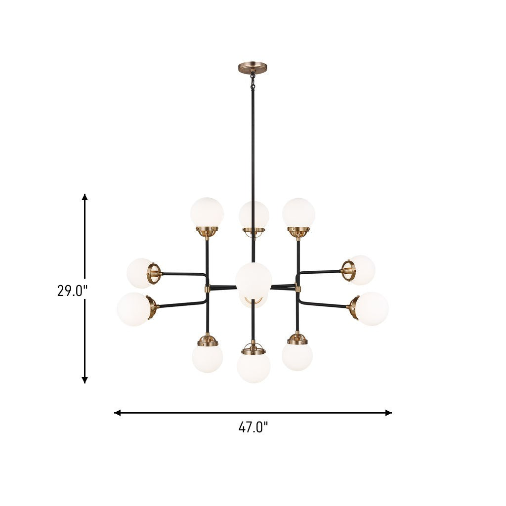 Cafe 12 Light Chandelier in Satin Brass