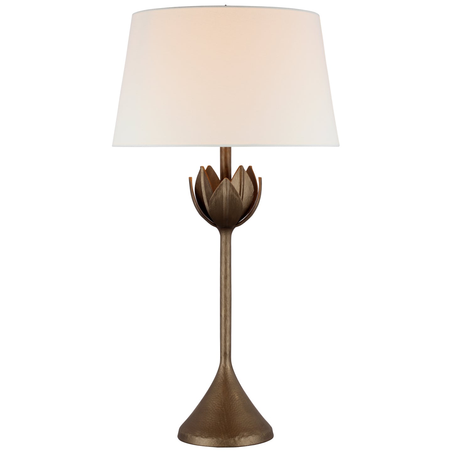 Alberto Large Table Lamp in Plaster White with Linen Shade