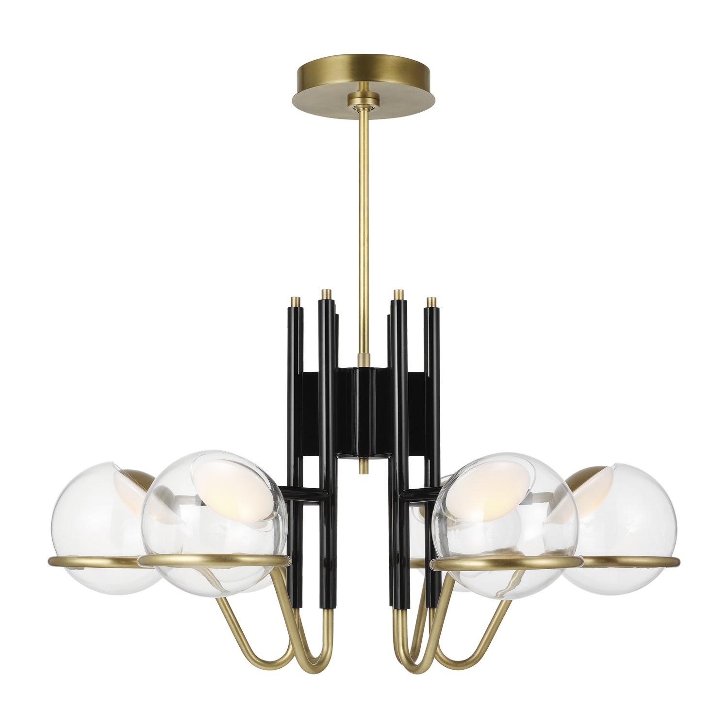 Crosby Chandelier in Glossy Black/Natural Brass