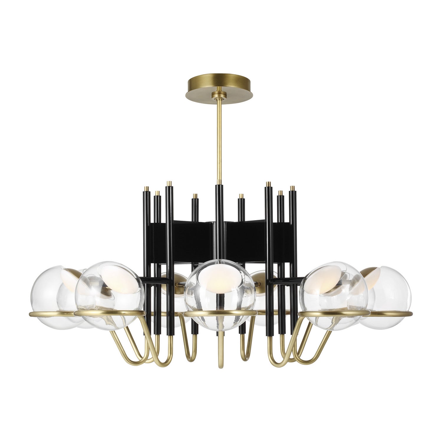 Crosby Chandelier in Glossy Black/Natural Brass