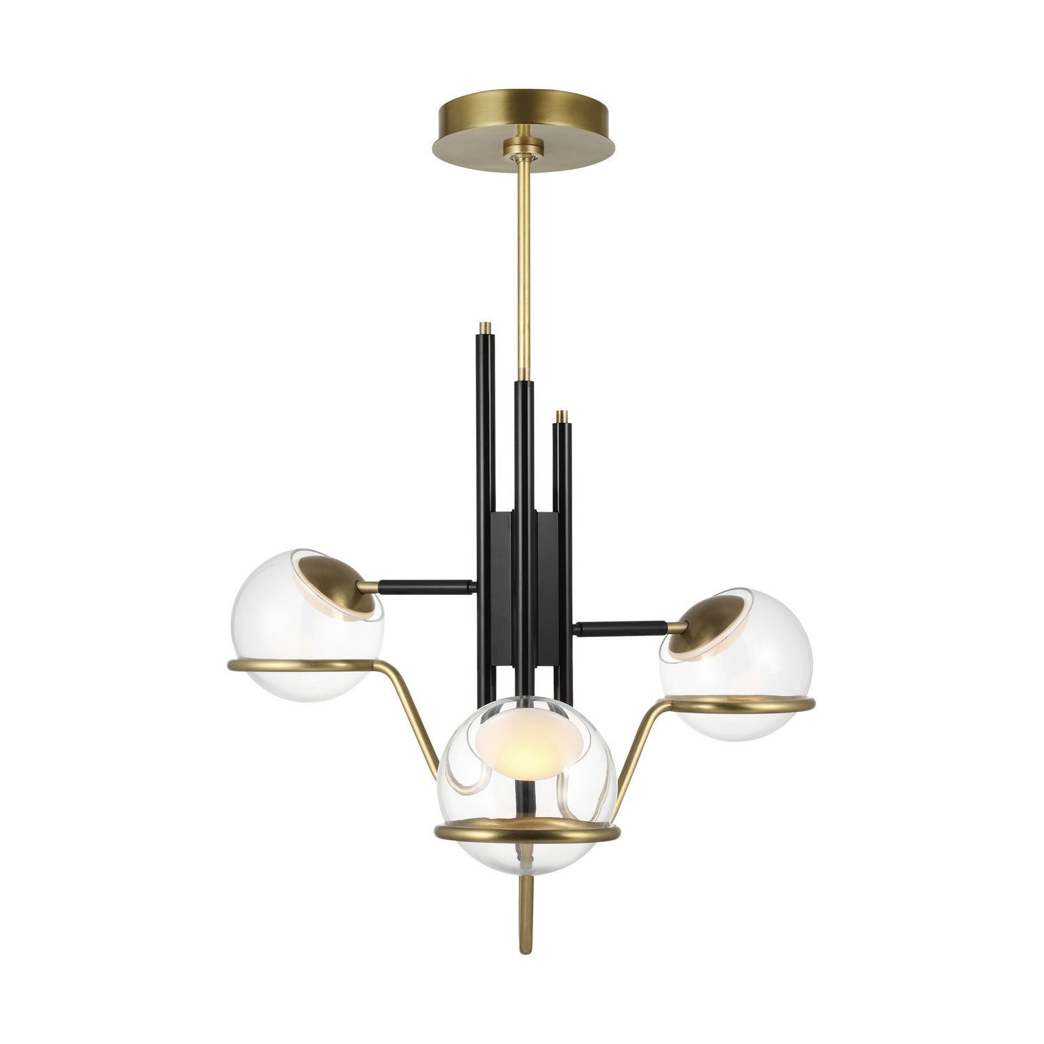 Crosby LED Pendant in Glossy Black/Natural Brass