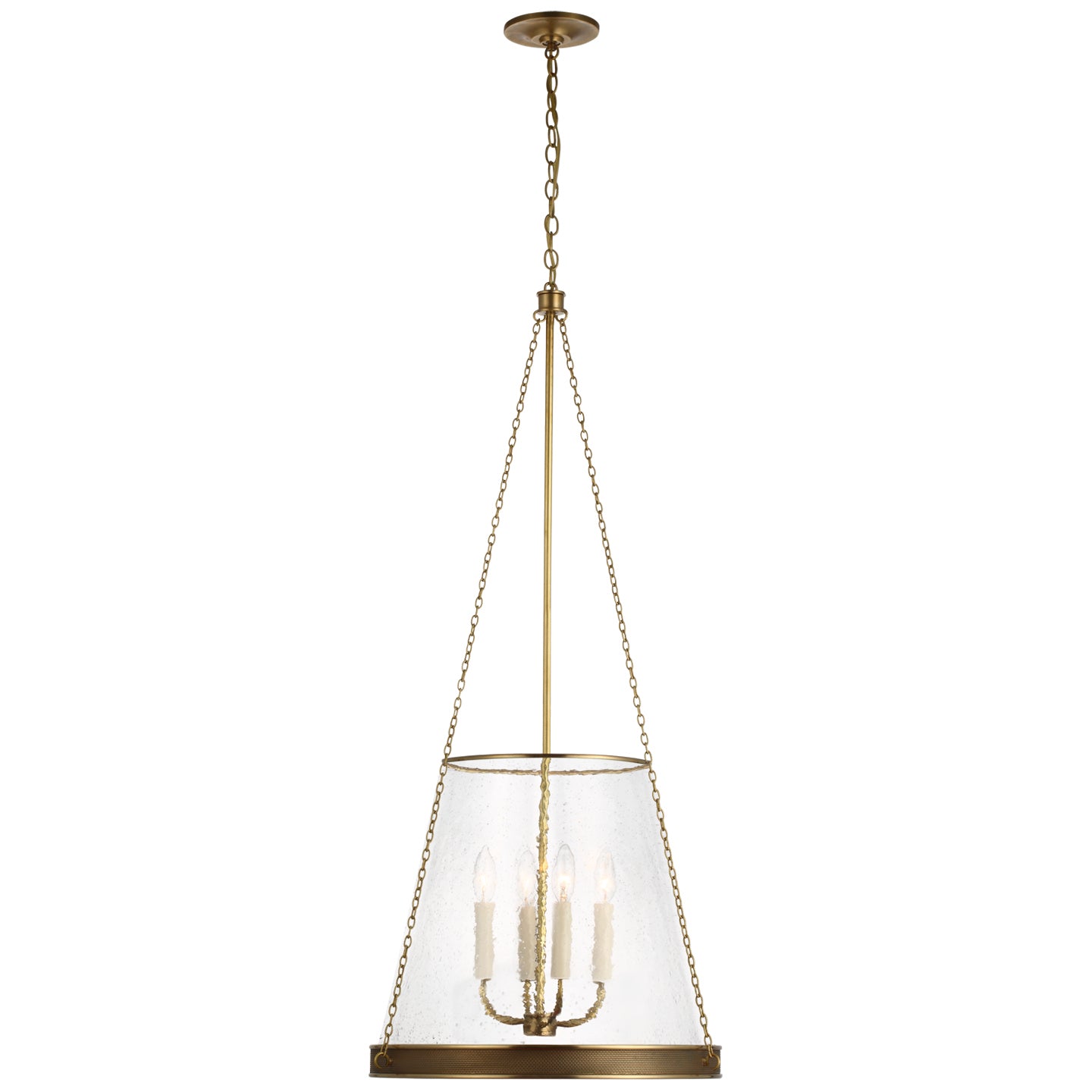 Reese 18" Pendant in SOFT BRASS with Clear Restoration Glass