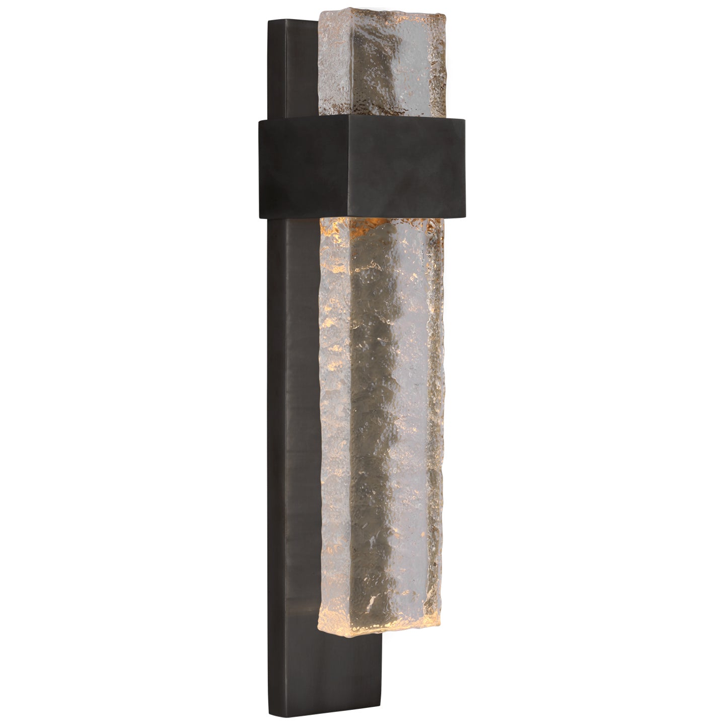 Brock Medium Sconce in Soft Brass and Clear Wavy Glass