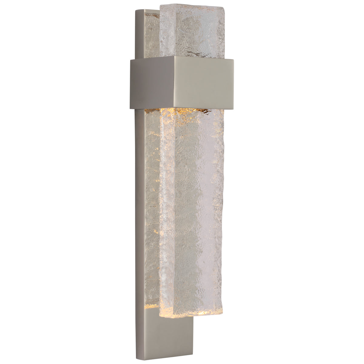 Brock LED Wall Sconce in Polished Nickel and Clear Wavy Glass