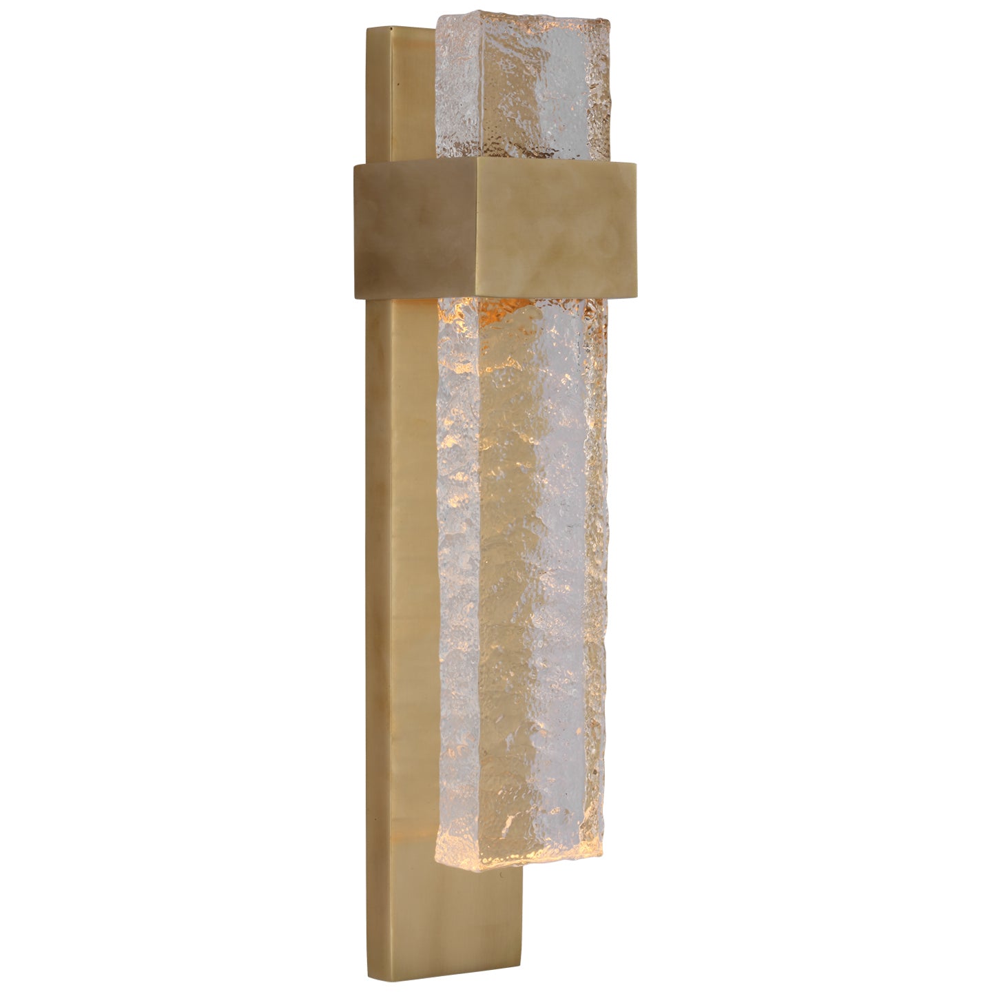 Brock Medium Sconce in Soft Brass and Clear Wavy Glass