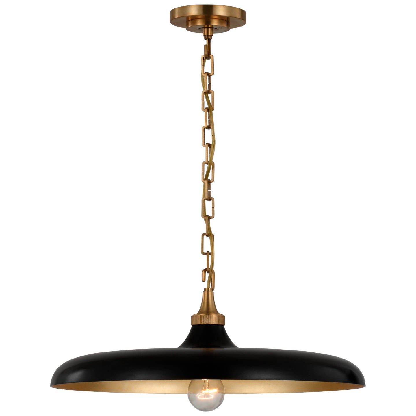 Piatto Medium Pendant in Hand-Rubbed Antique Brass with Plaster White Shade