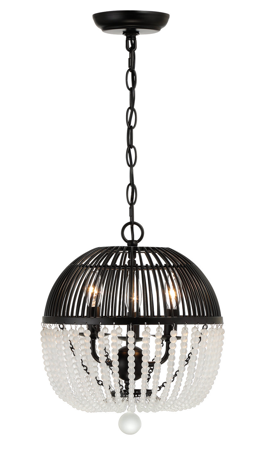 Duval Three Light Mini Chandelier in Matte Black