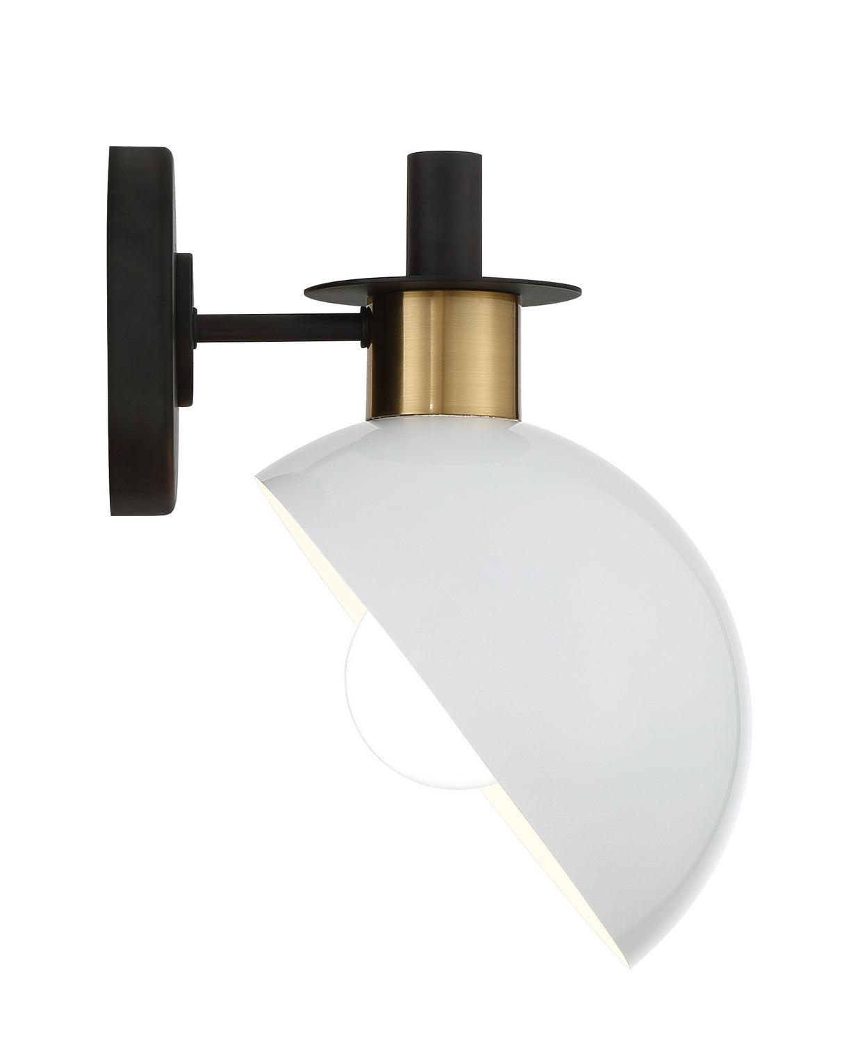 Gigi One Light Wall Sconce in Black + Aged Brass