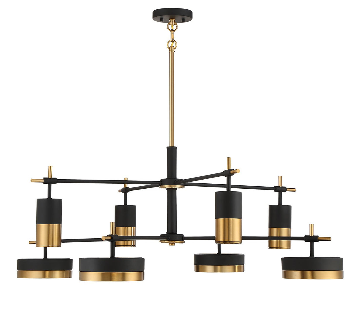 Ashor LED Chandelier in Matte Black w/Warm Brass Accents