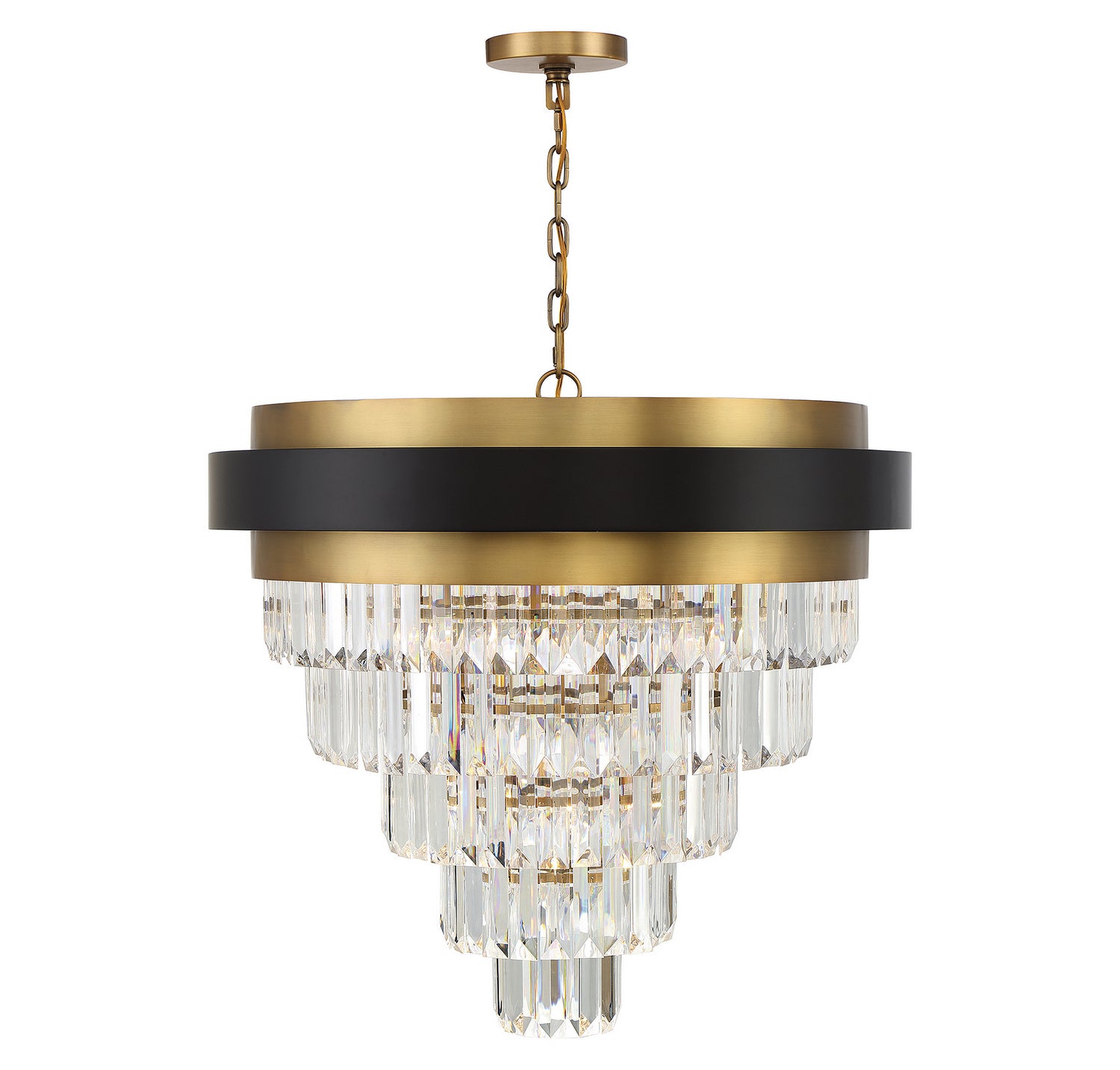 Lustre à neuf lumières Marquise en noir mat avec accents en laiton chaud
