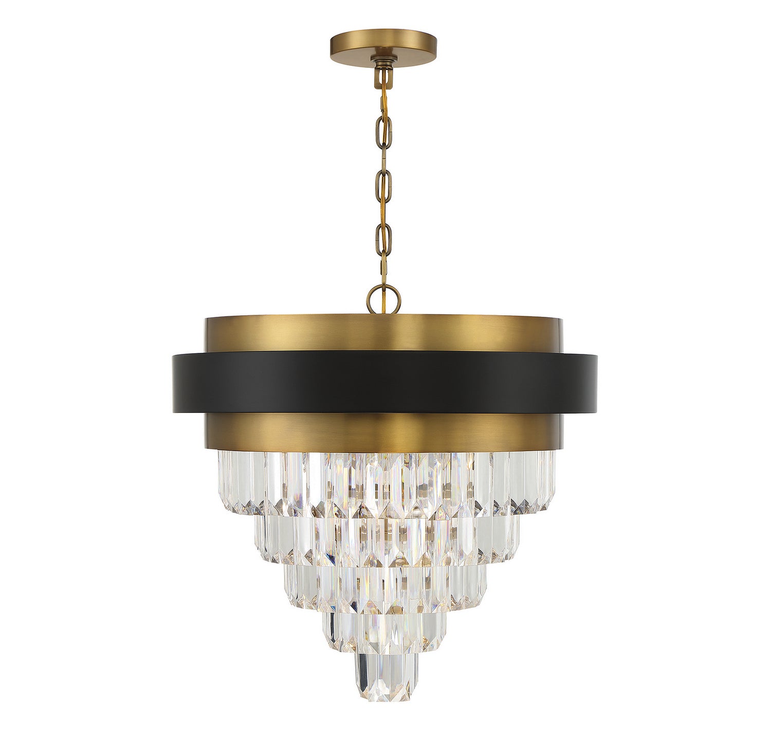 Marquise Four Light Chandelier in Matte Black with Warm Brass Accents