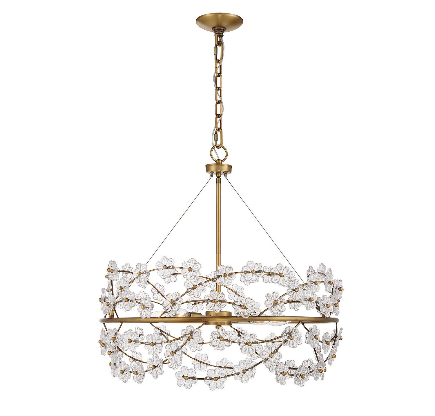 Lustre Camille à cinq lumières en laiton chaud