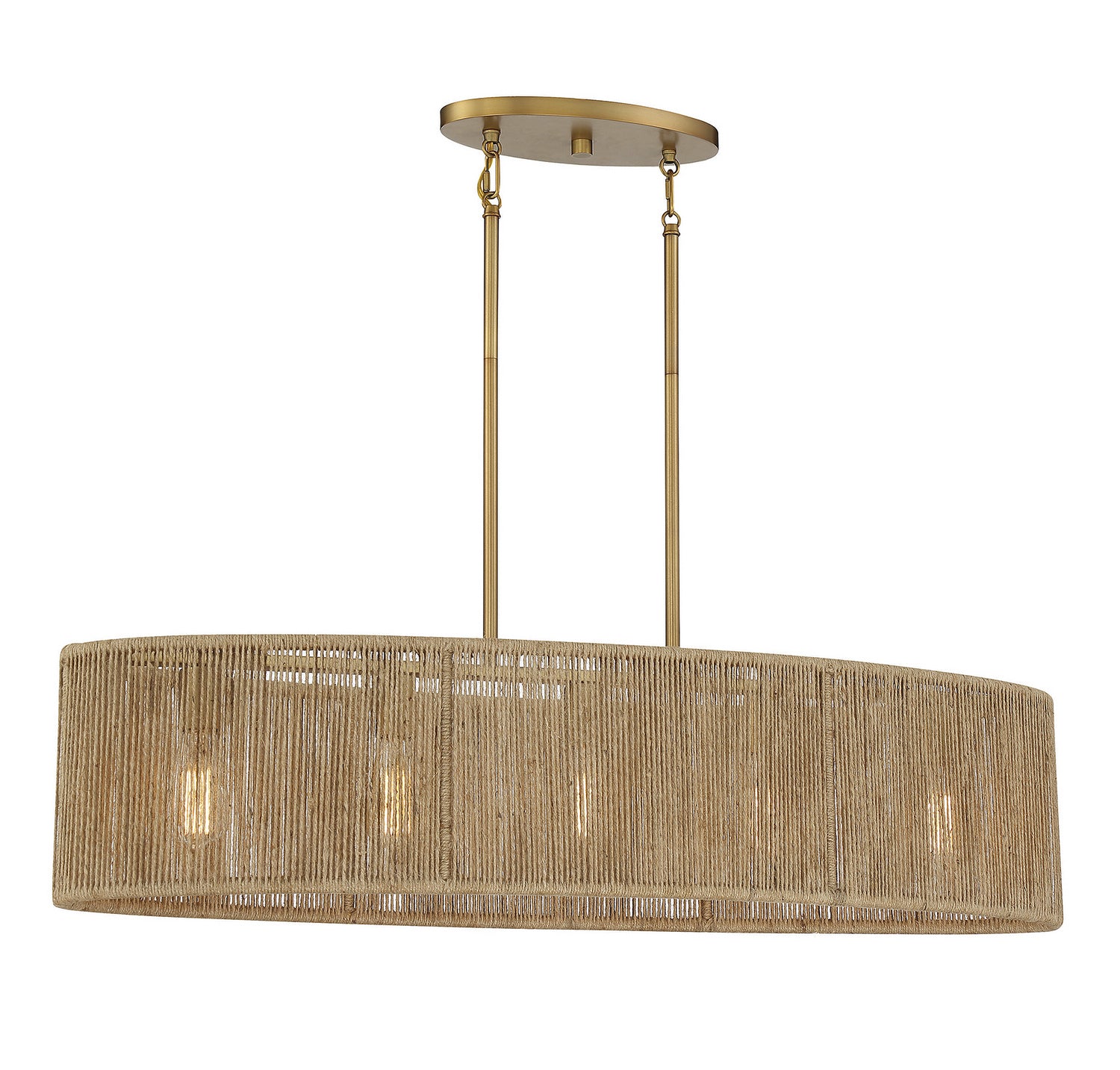 Ashe Five Light Chandelier in Warm Brass and Rope