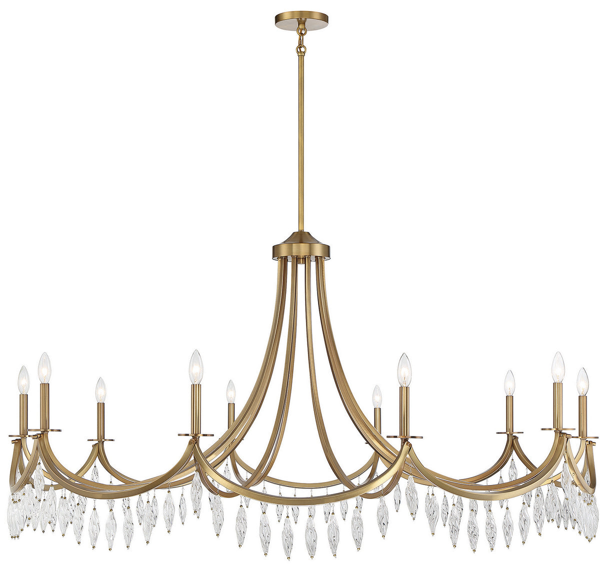 Kameron Ten Light Chandelier in Warm Brass