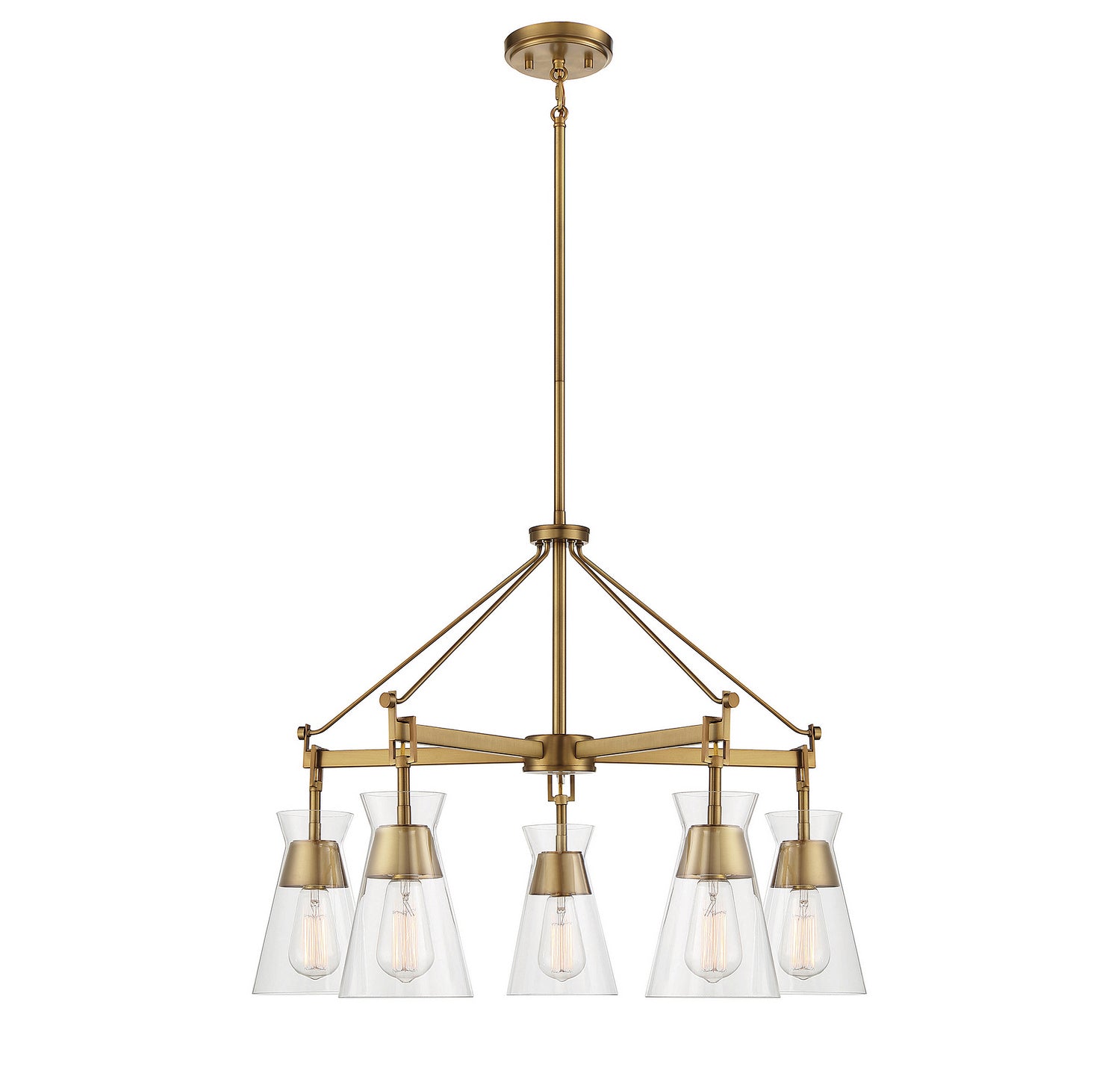 Lustre Lakewood à cinq lumières en laiton chaud