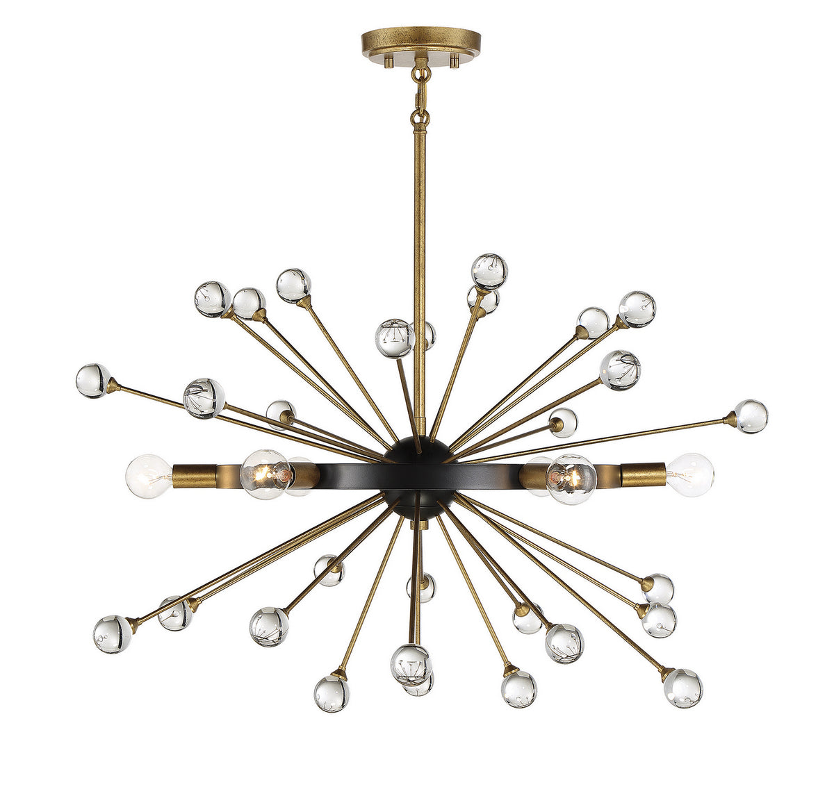 Ariel Six Light Chandelier in Como Black w/Gold