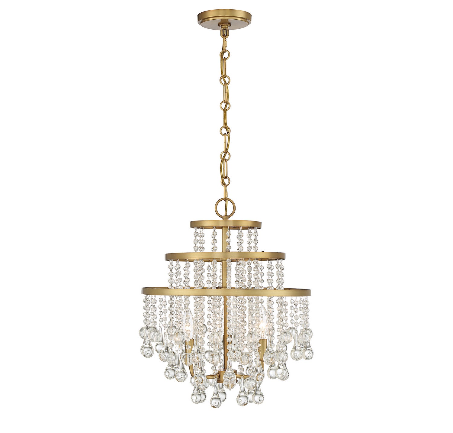 Luna Three Light Mini Chandelier in Warm Brass