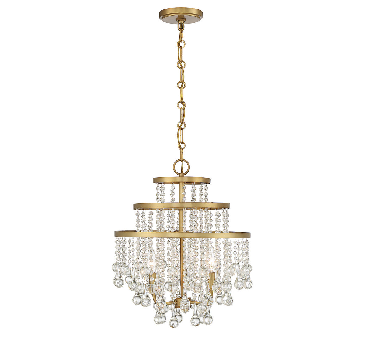 Luna Three Light Mini Chandelier in Warm Brass