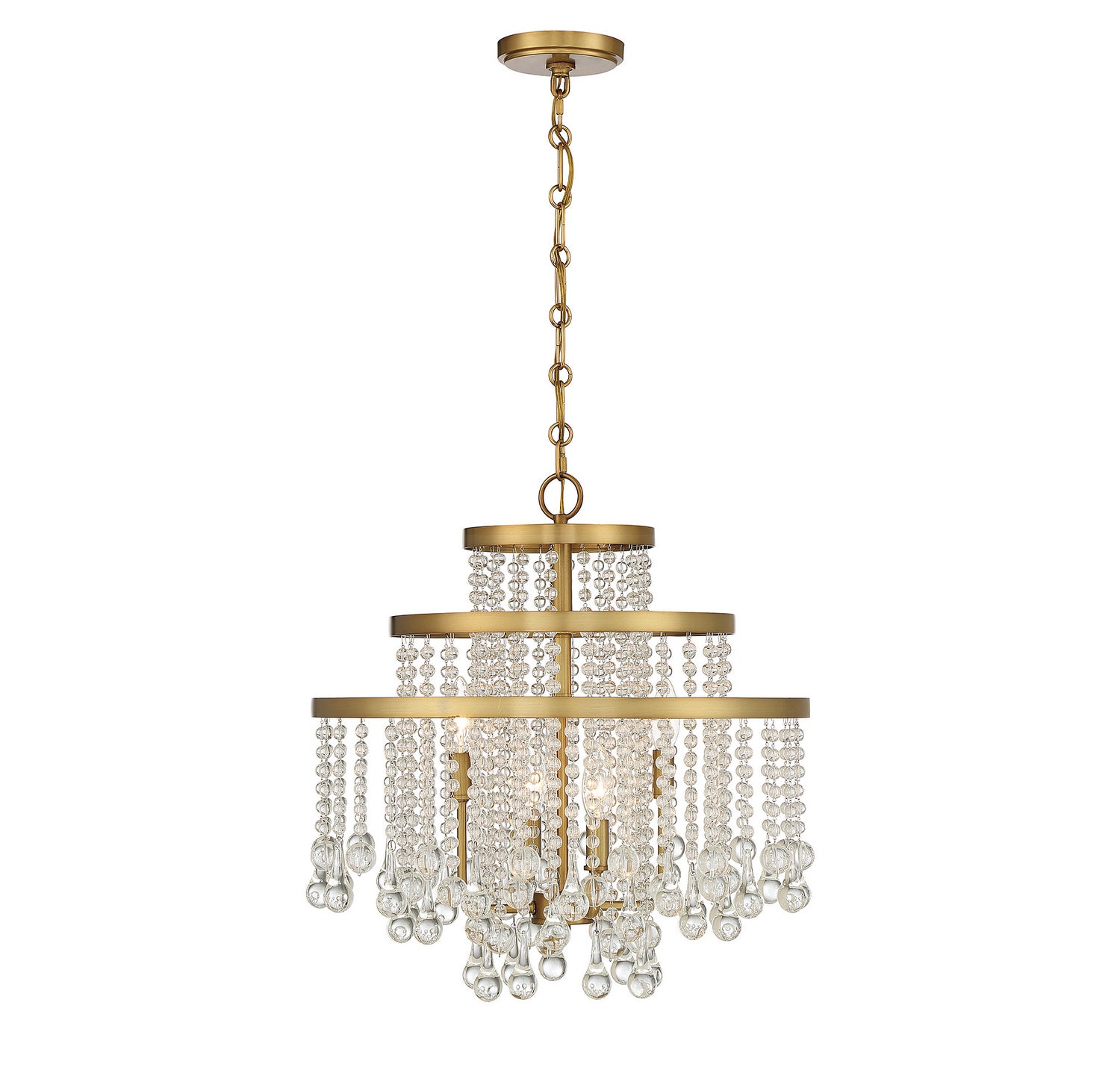 Luna Four Light Chandelier in Warm Brass