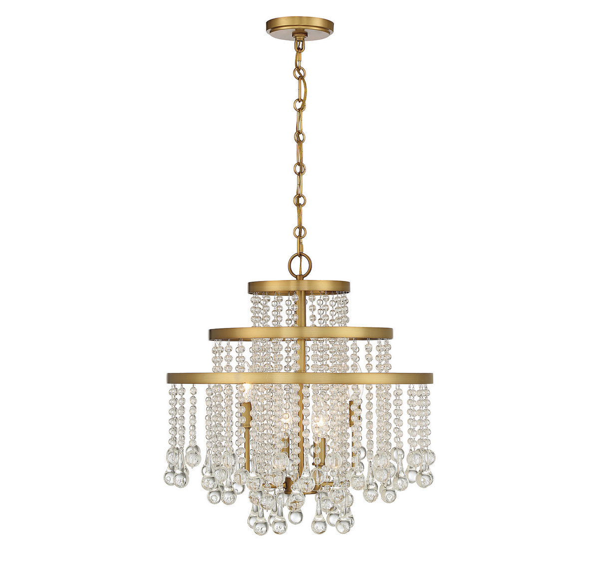 Luna Four Light Chandelier in Warm Brass