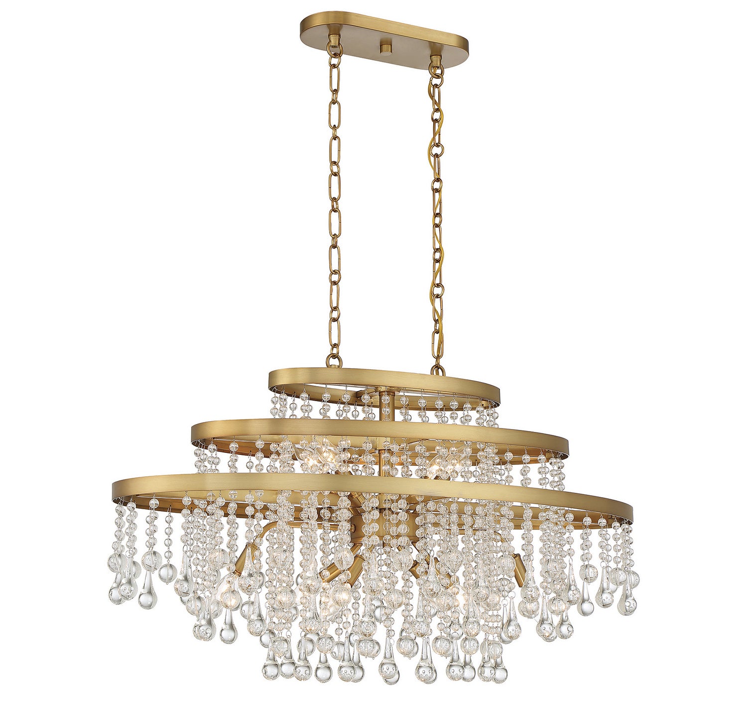 Luna Ten Light Chandelier in Warm Brass