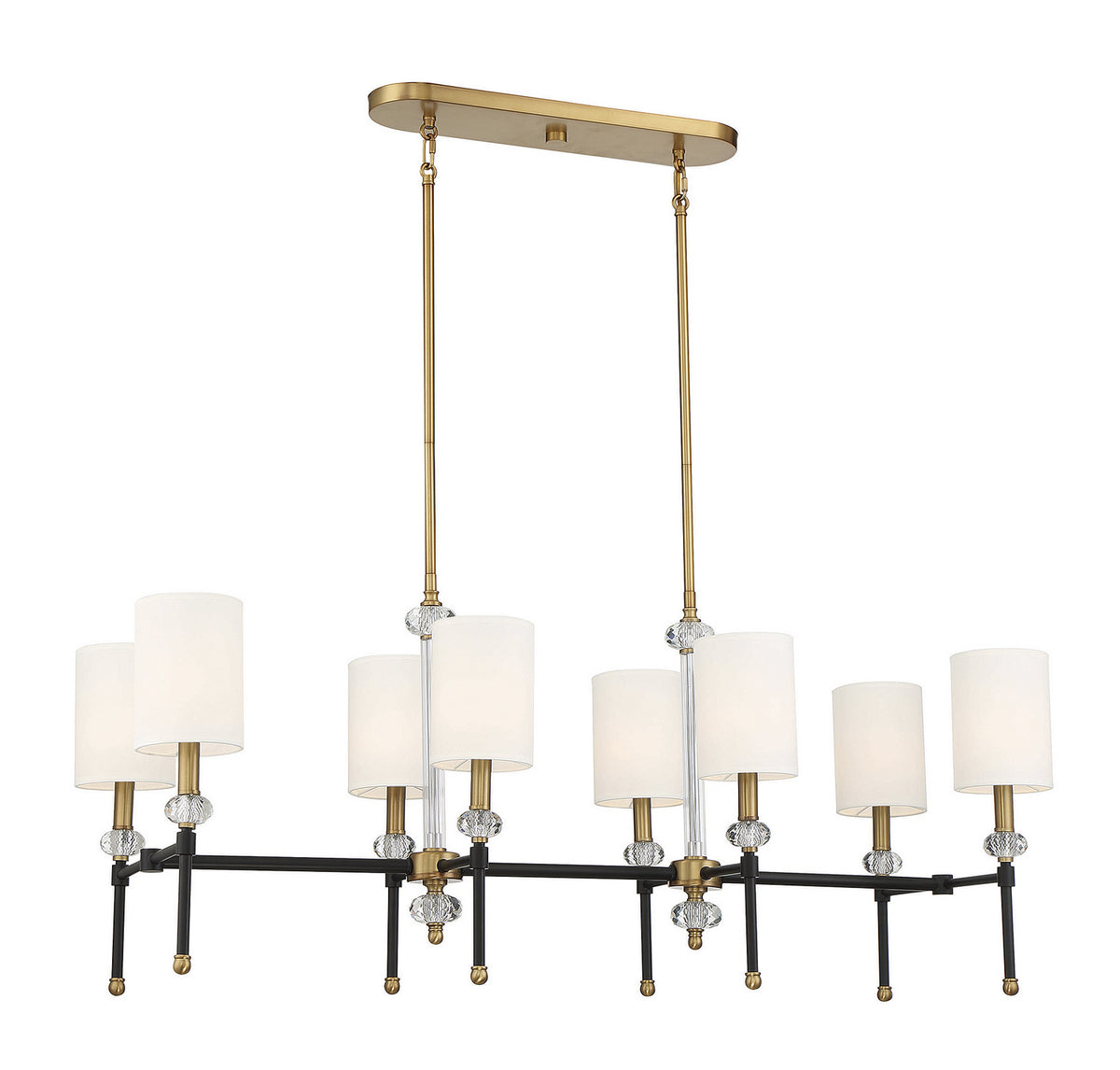 Tivoli Eight Light Linear Chandelier in Matte Black w/Warm Brass Accents