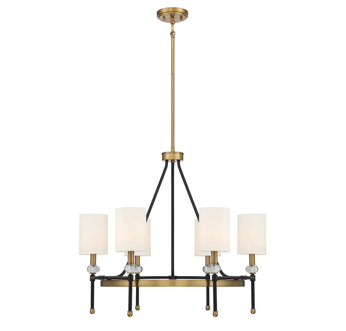 Tivoli Six Light Chandelier in Matte Black w/Warm Brass
