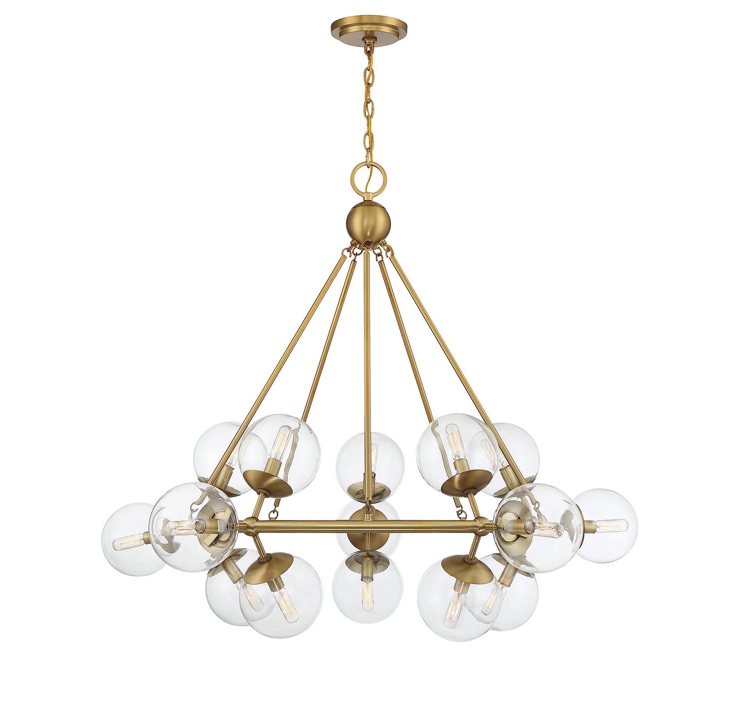 Orion 15 Light Chandelier in Warm Brass