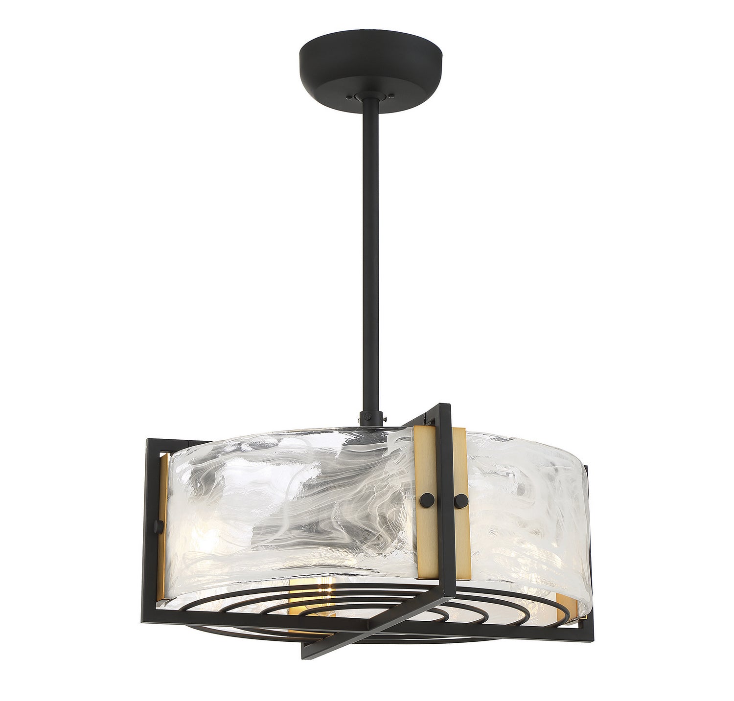 Hayward LED Fan D'Lier noir mat avec accents laiton chaud