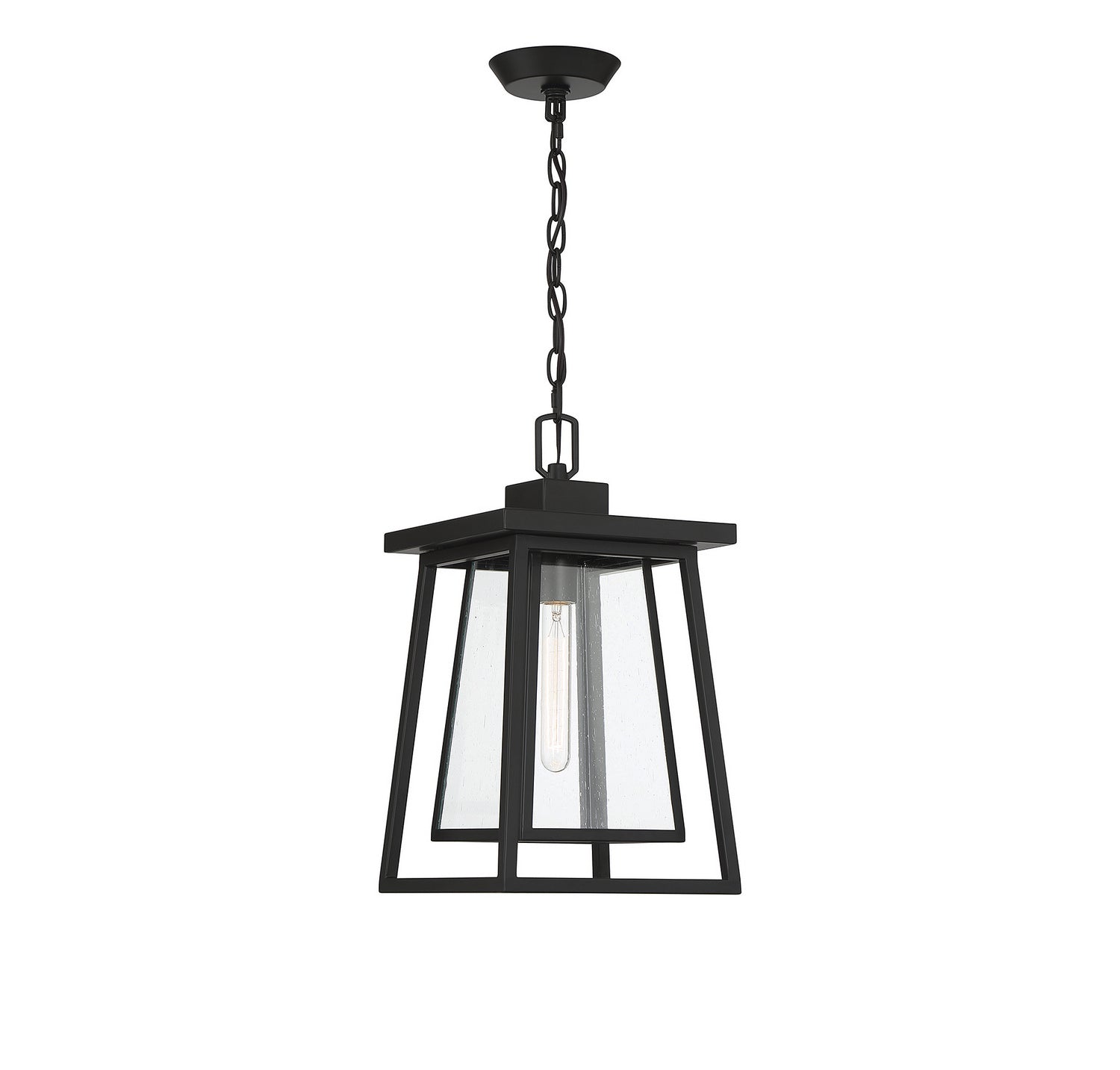 Denver One Light Outdoor Hanging Lantern in Matte Black