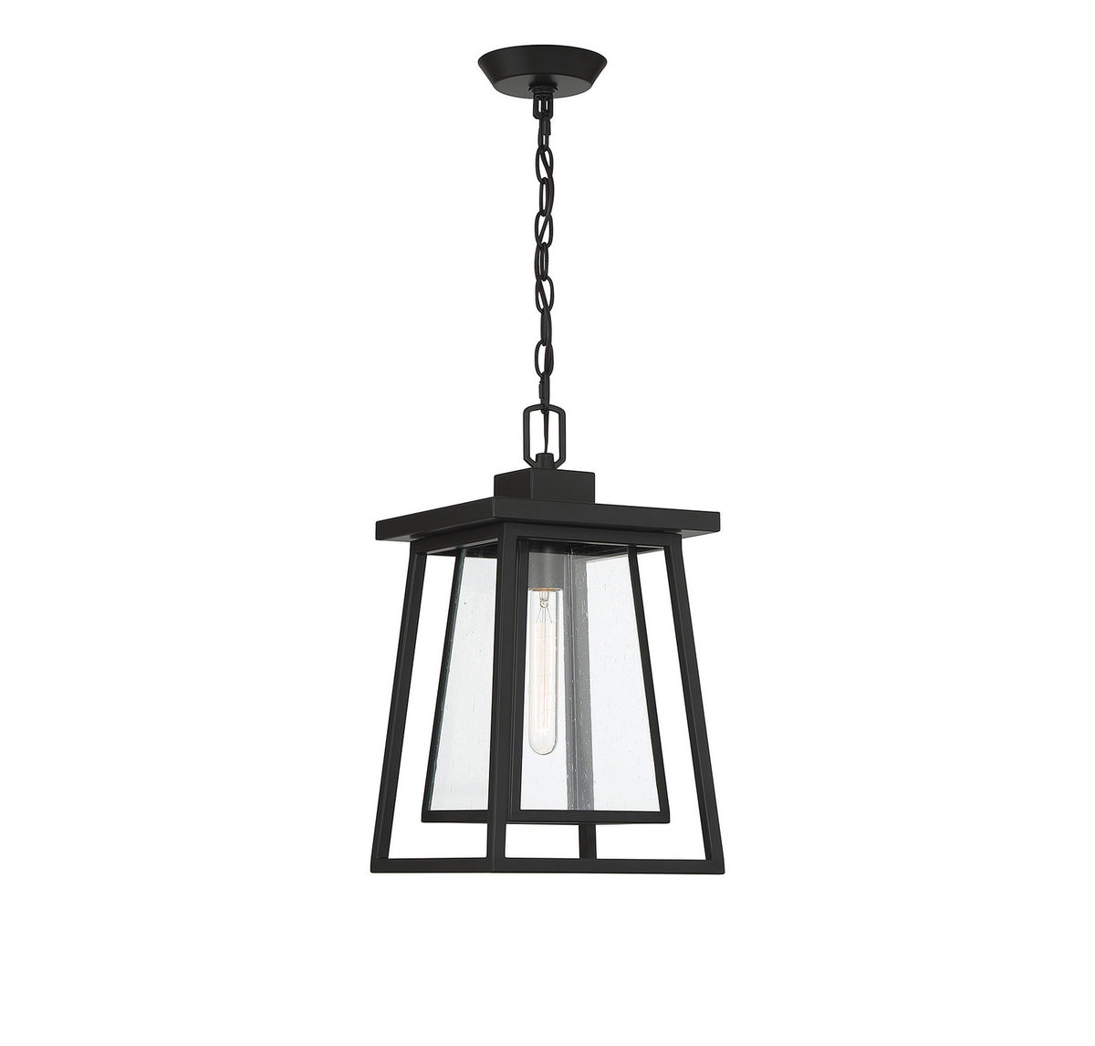 Denver One Light Outdoor Hanging Lantern in Matte Black