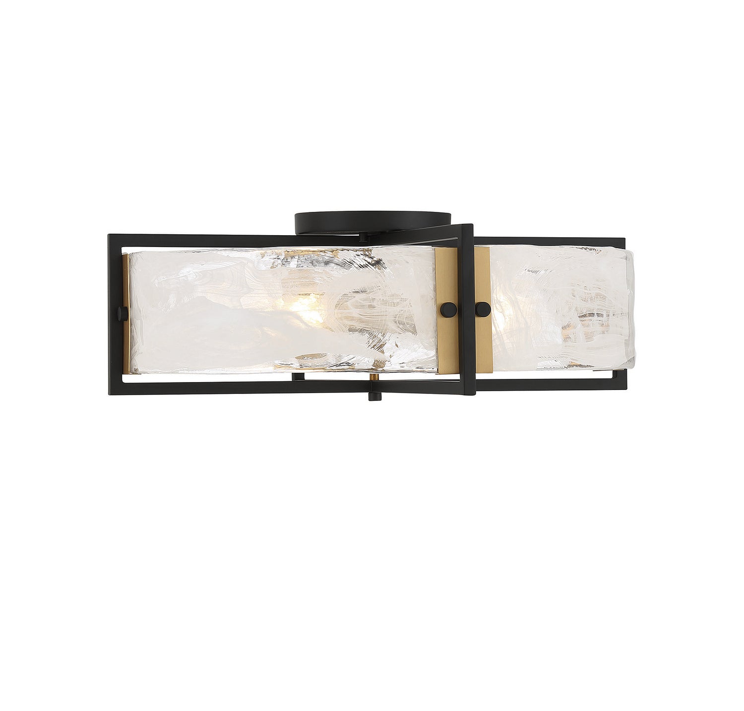 Hayward Four Light Semi-Flush Mount in Matte Black w/Warm Brass