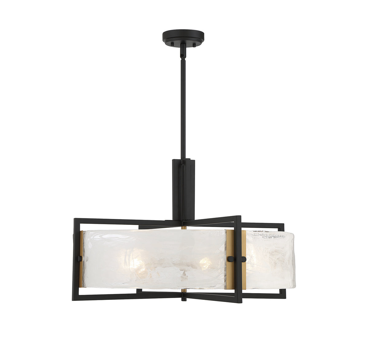 Hayward Five Light Pendant in Matte Black w/Warm Brass