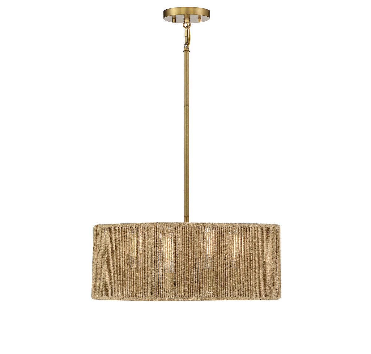 Ashe Four Light Pendant in Warm Brass and Rope