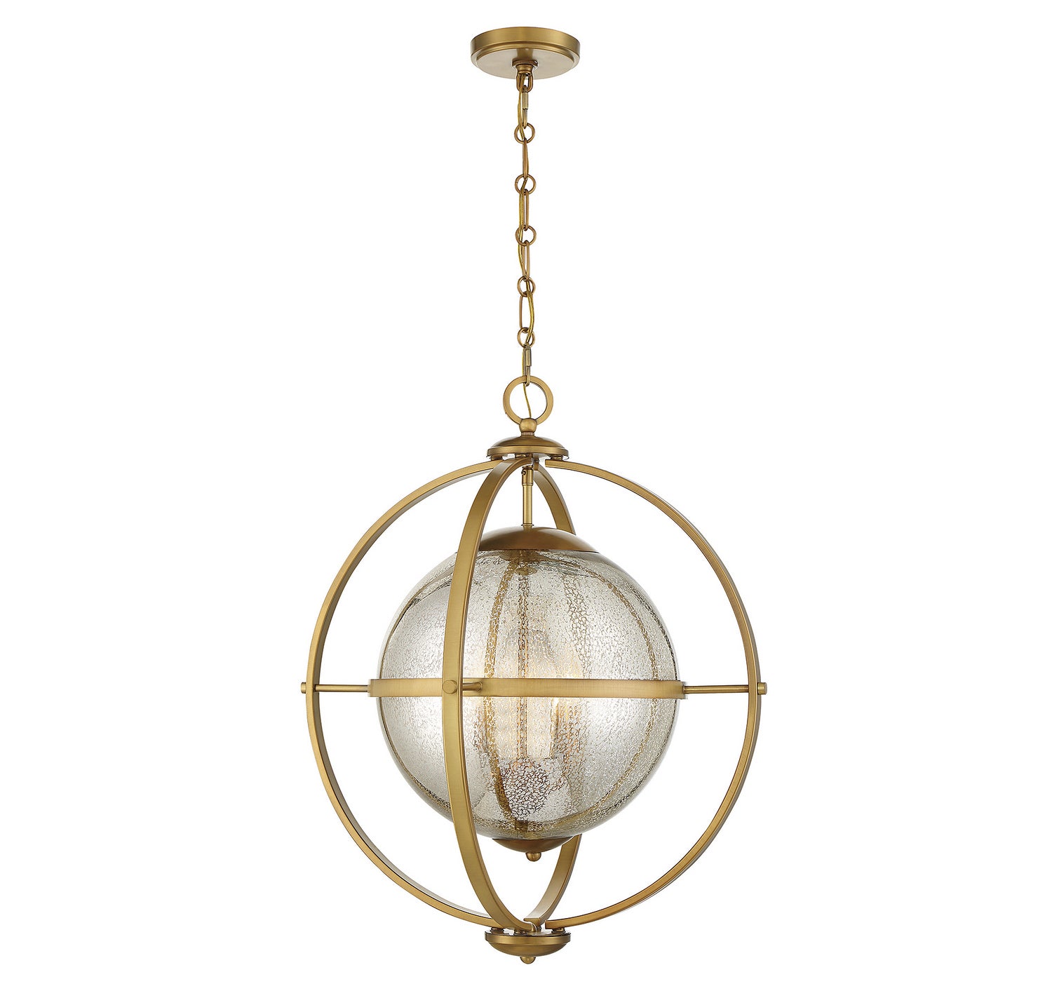 Pearl Three Light Pendant in Warm Brass
