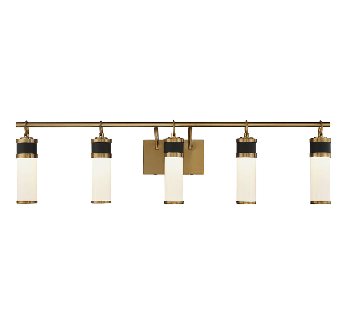 Abel LED Bathroom Vanity in Matte Black w/Warm Brass Accents