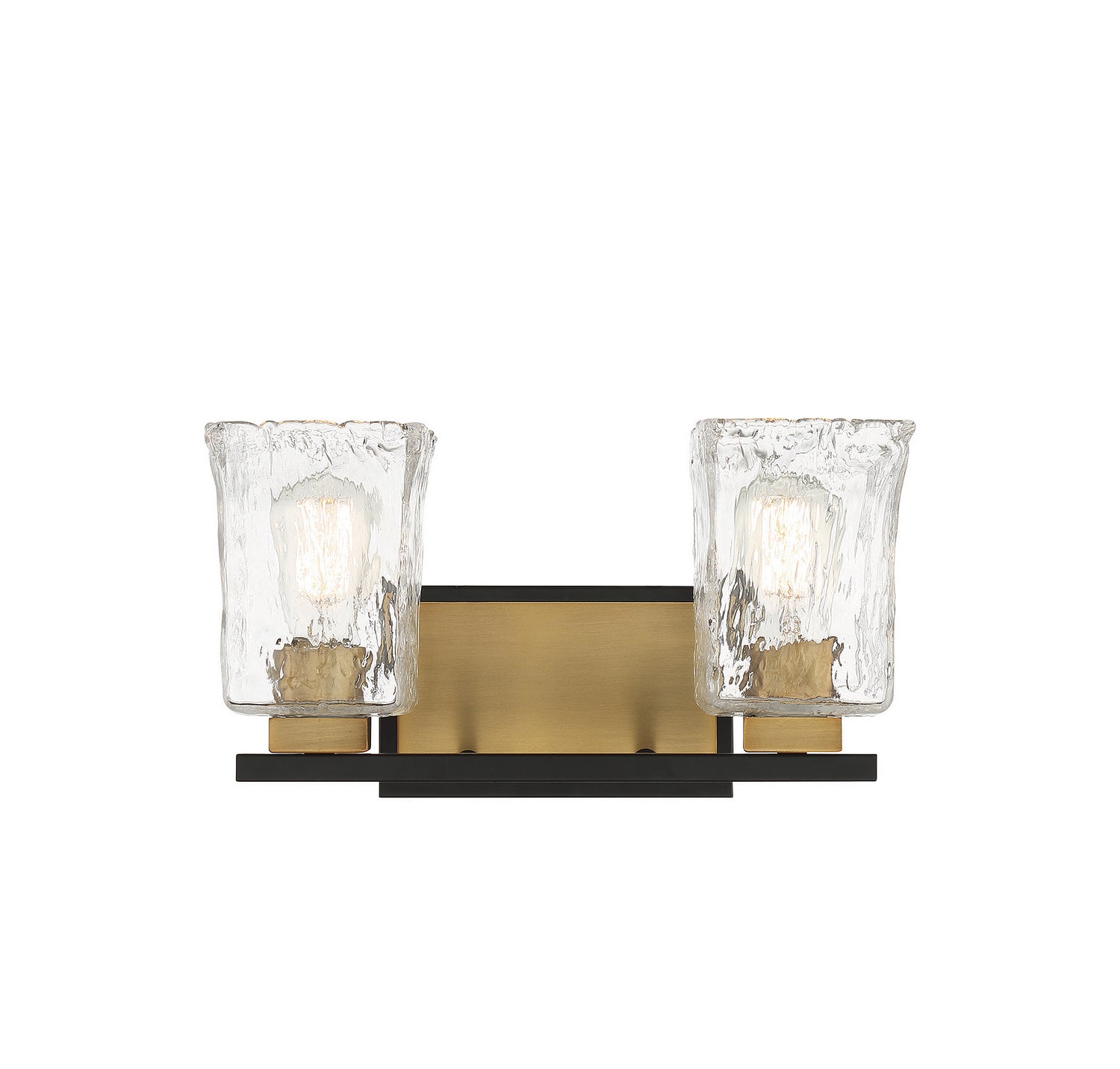Sidney Two Light Bathroom Vanity in Matte Black with Warm Brass Accents