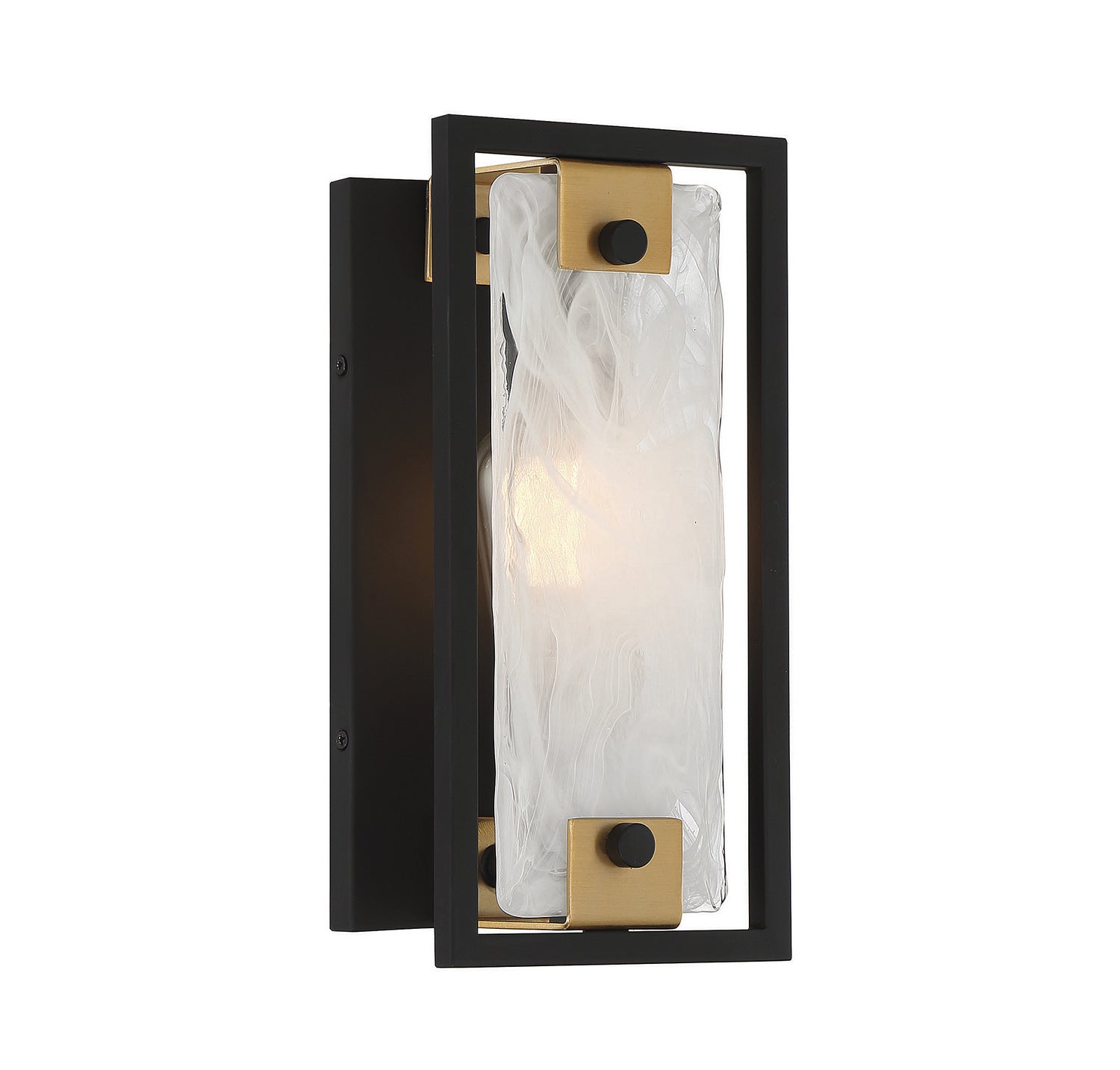 Applique Hayward à une lumière en noir mat avec des accents en laiton chaud