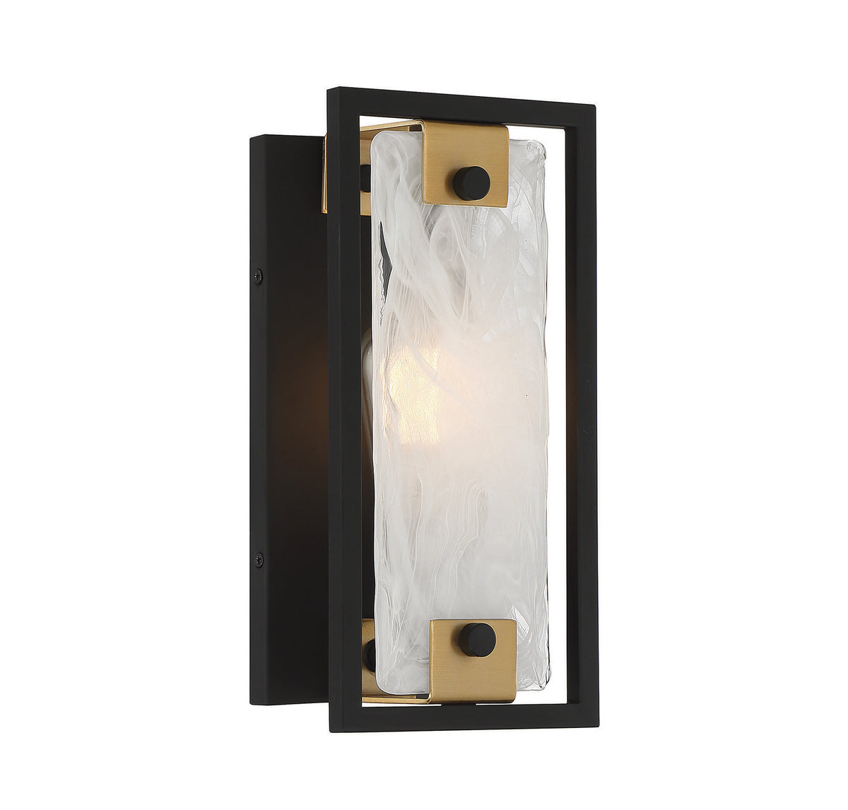 Hayward One Light Wall Sconce in Matte Black with Warm Brass Accents