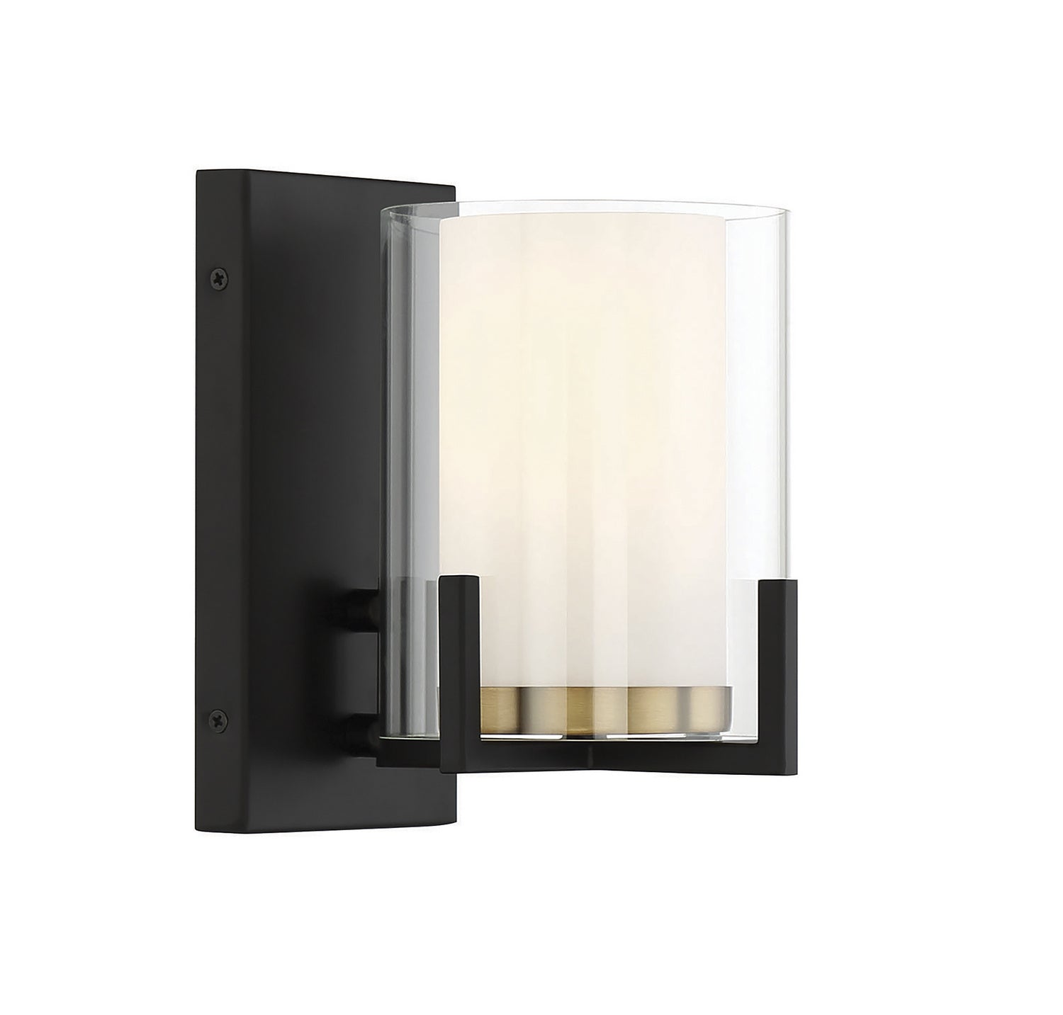 Eaton One Light Wall Sconce in Matte Black w/Warm Brass