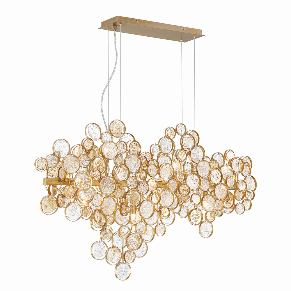 Trento 12 Light Linear Chandelier in Gold
