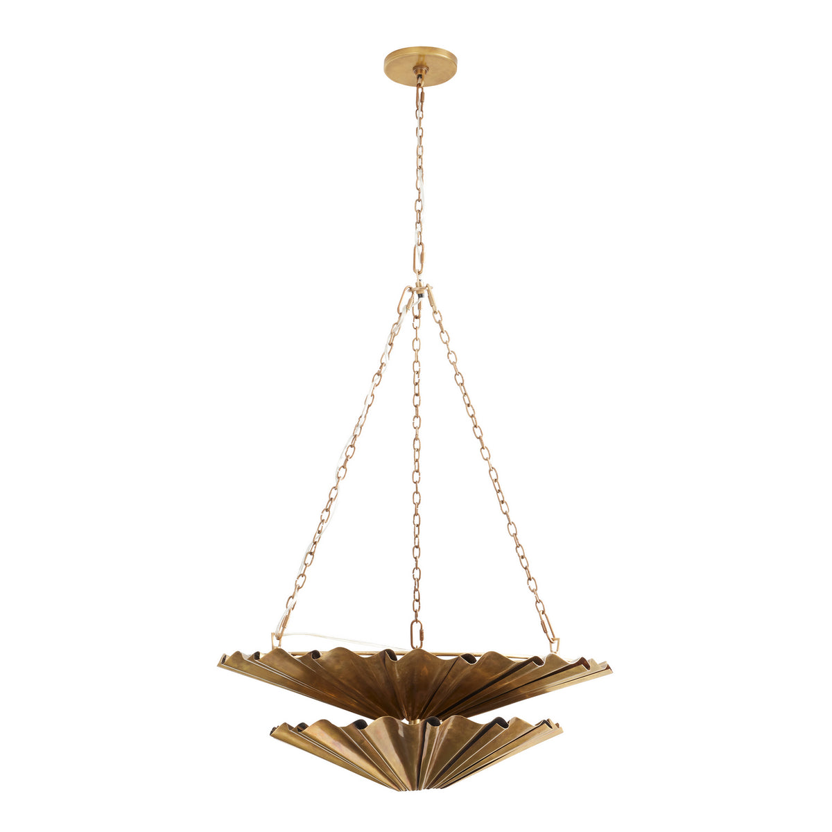 Katya Nine Light Chandelier in Vintage Brass