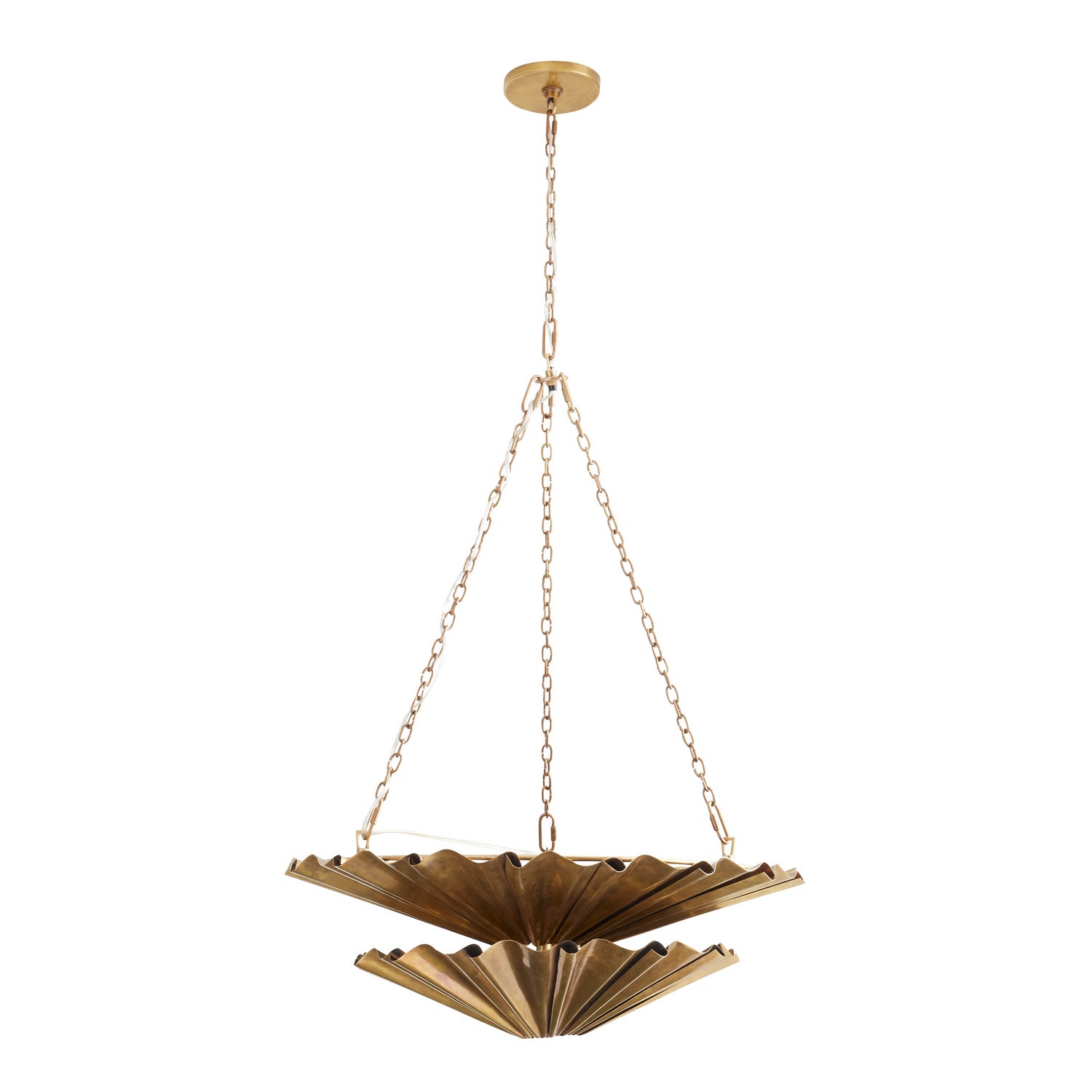 Lustre Katya à neuf lumières en laiton vieilli